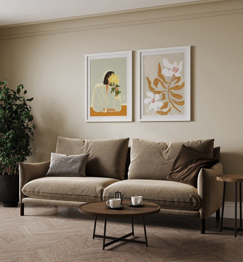 Enhance your decor with the BLLISFULLNESS SET, SET OF 2 PAINTINGS, radiating joy and tranquility in any space.