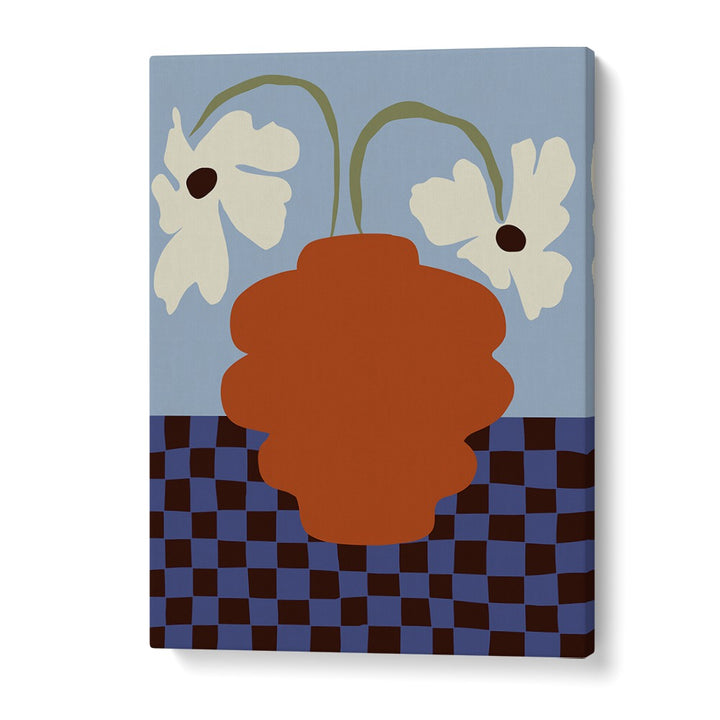 Blooming Dropping And Checkerboard, Botanical Art Paintings Artwork in Gallery Wrap