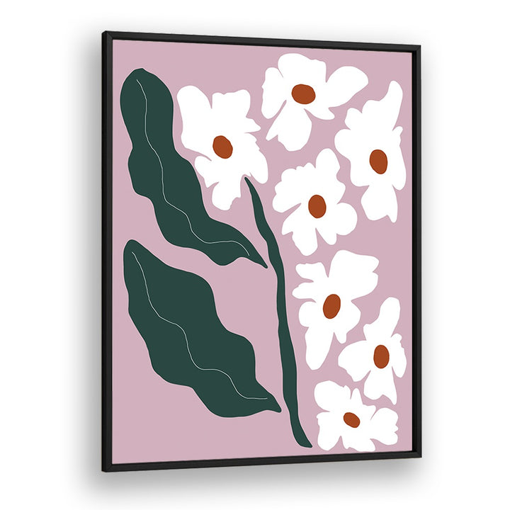 Blooming Flora, Botanical Art Paintings Artwork in Black Plain Frame