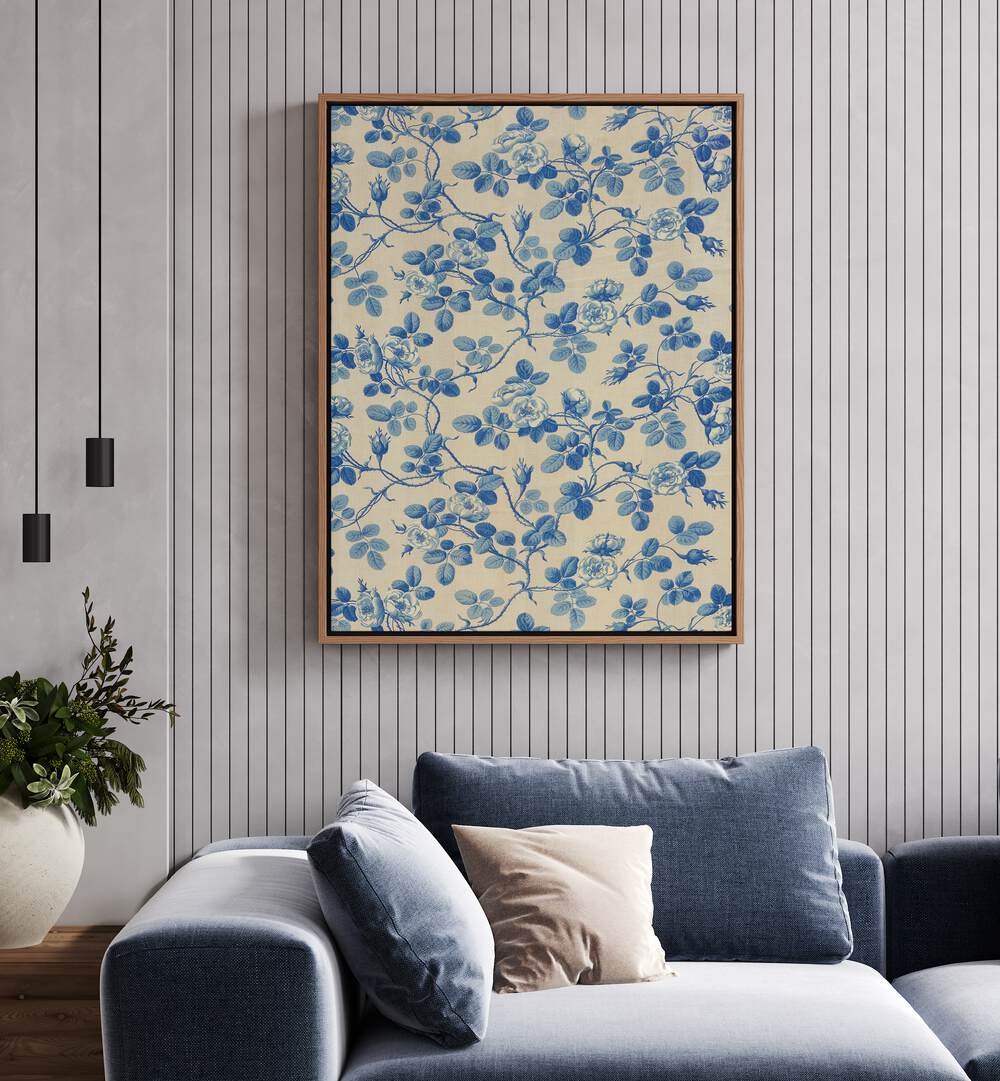 Exquisite BLUE FLORAL FABRIC I wall art featuring stunning floral designs, perfect for enhancing your space's elegance.
