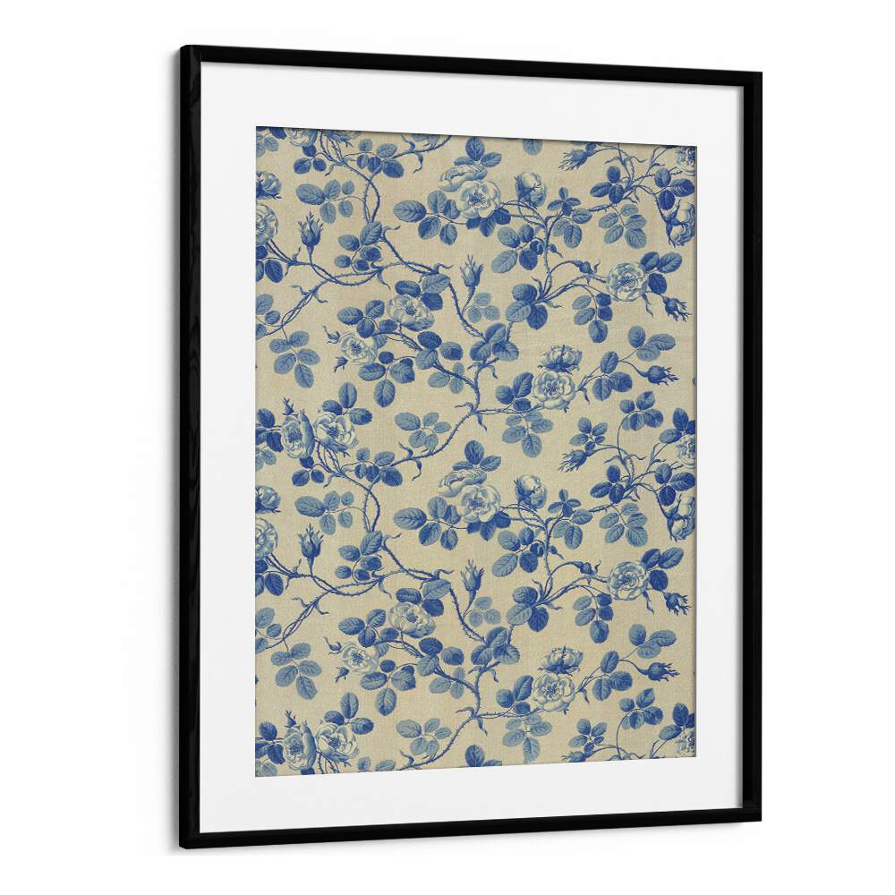 Transform your space with BLUE FLORAL FABRIC I, featuring elegant floral flower paintings in a stunning blue design.