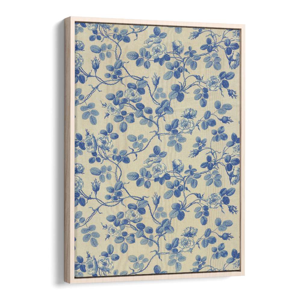Transform your space with BLUE FLORAL FABRIC I, FLORAL FLOWER PAINTINGS featuring elegant blue floral designs.