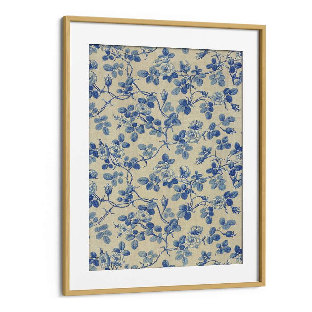 Elegant BLUE FLORAL FABRIC I wall art, featuring intricate floral patterns, perfect for enhancing any space.