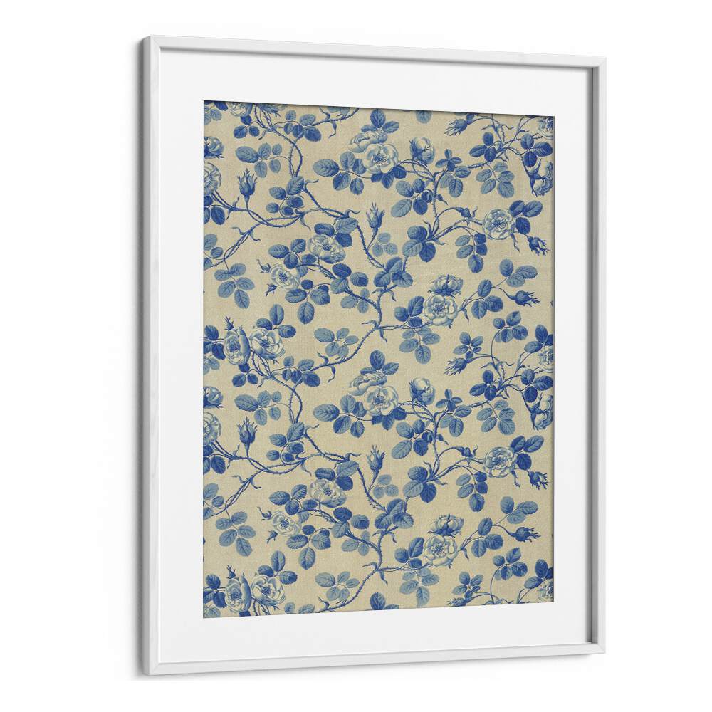 Elegant BLUE FLORAL FABRIC I with floral designs, perfect for enhancing any space, showcasing nature's beauty.