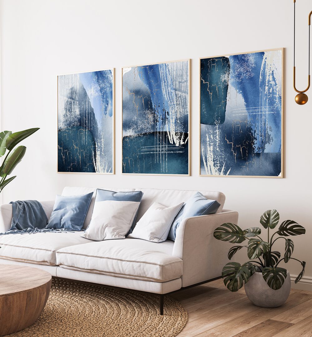 Transform your space with the BLUE LAGOON SET, SET OF 3 PAINTINGS, featuring serene ocean-inspired artwork.