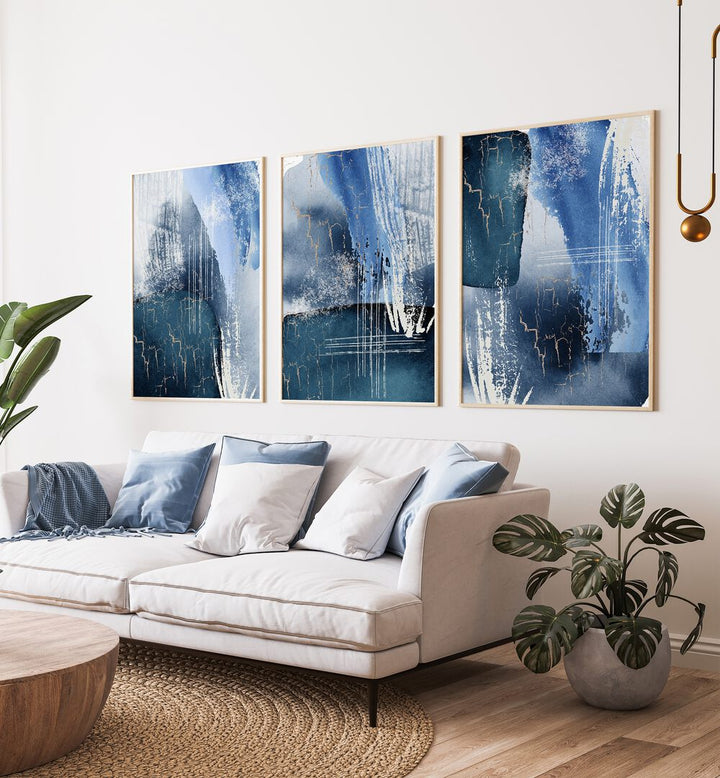 Transform your space with the BLUE LAGOON SET, SET OF 3 PAINTINGS, featuring serene ocean-inspired artwork.