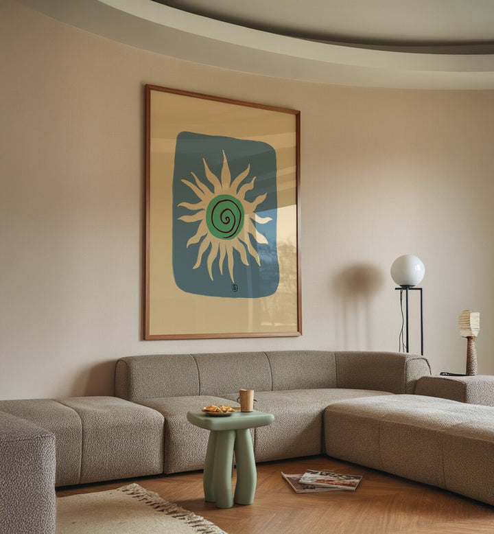 Vibrant BLUE SUN art print enhances modern living spaces with energy and creativity. Perfect for any home decor.