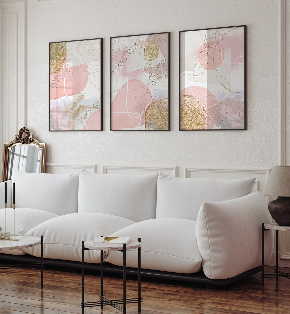 Enhance your decor with the BLUSH AND LUXE SET, SET OF 3 PAINTINGS, perfect for modern living spaces.