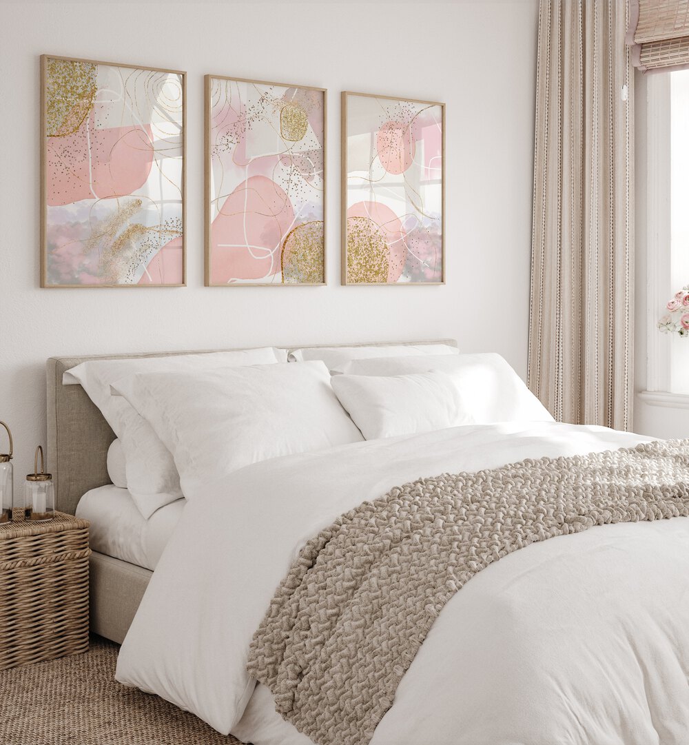 Enhance your decor with the BLUSH AND LUXE SET, SET OF 3 PAINTINGS for a stylish touch in any room.