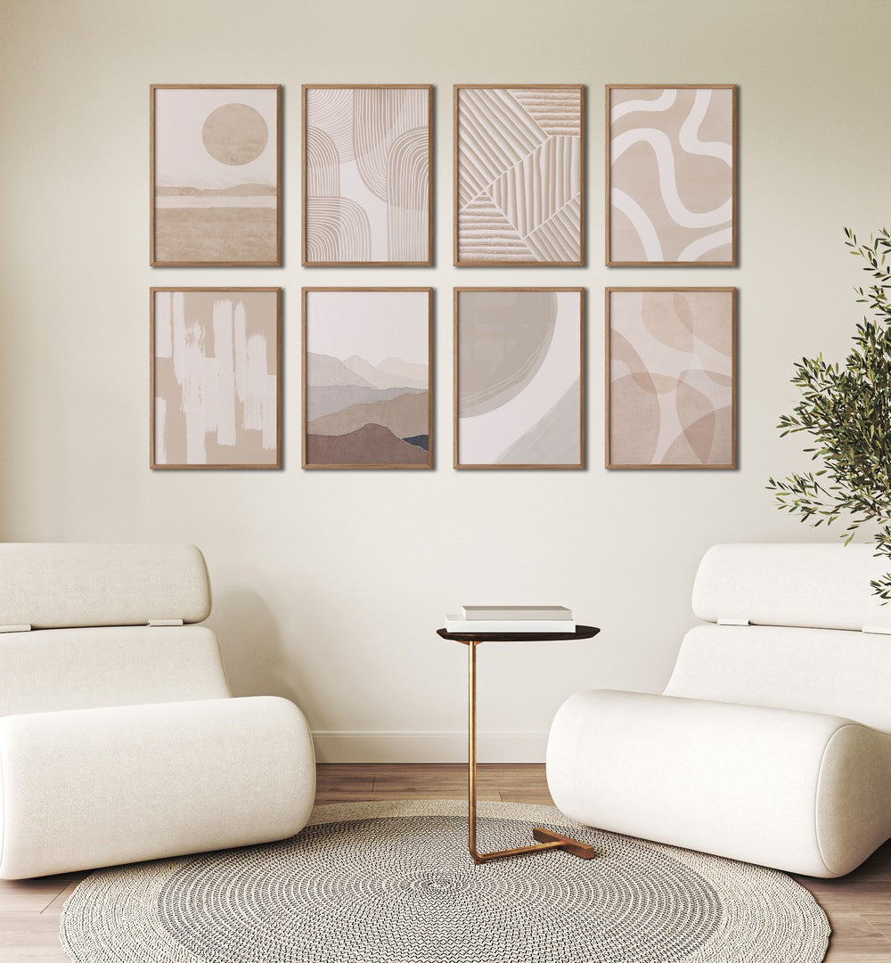 Transform your space with BOHO GALLERY WALL II, GALLERY WALLS featuring serene abstract prints for a calming atmosphere.