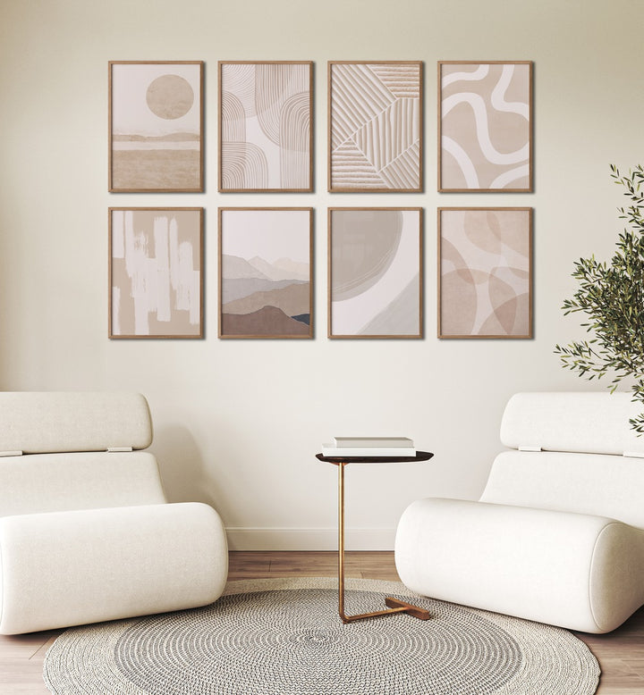 Transform your space with BOHO GALLERY WALL II, GALLERY WALLS featuring serene abstract prints for a calming atmosphere.