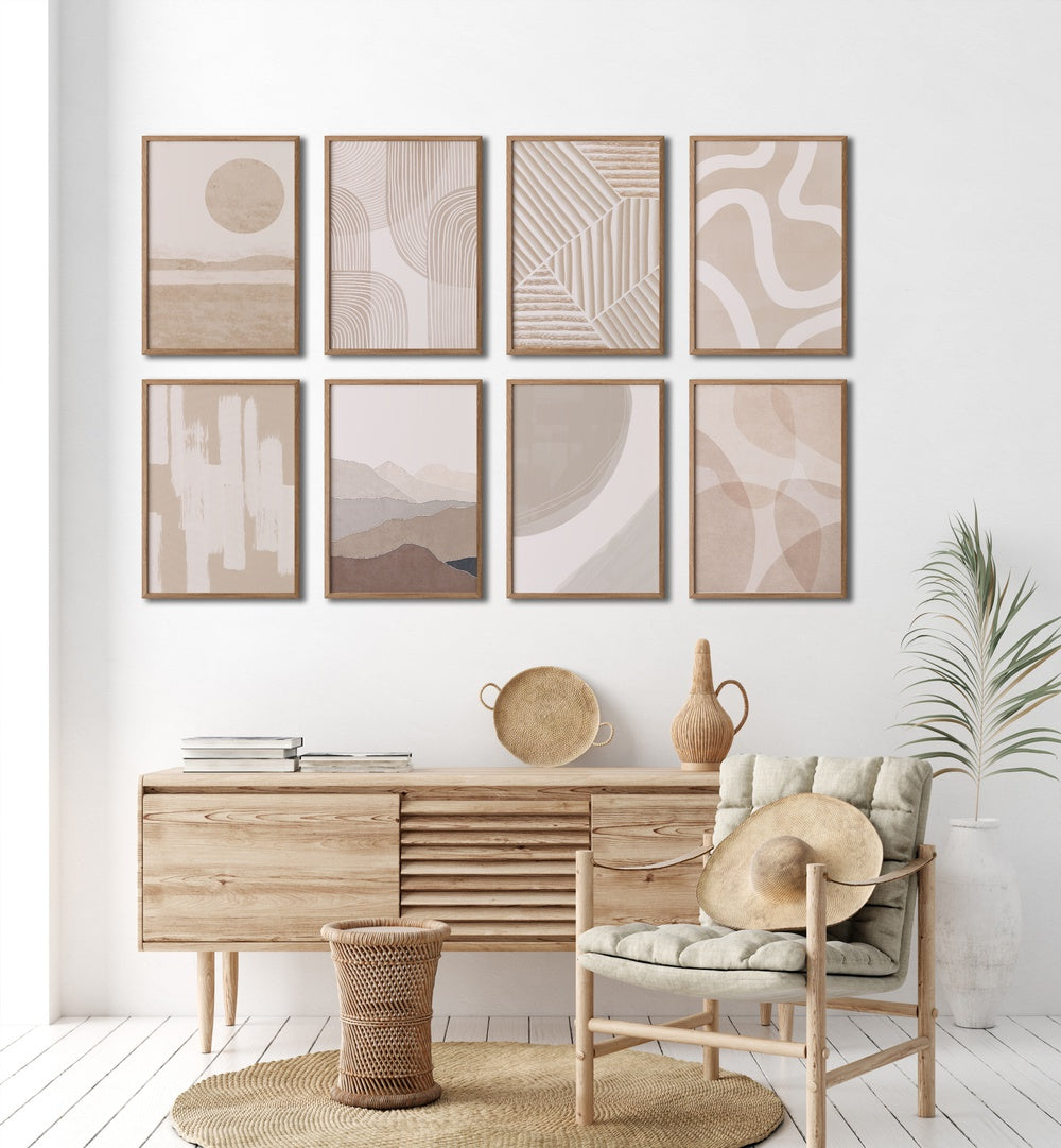 Stylish BOHO GALLERY WALL II featuring neutral-toned prints, perfect for creating serene GALLERY WALLS in your home.