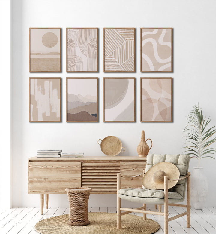 Stylish BOHO GALLERY WALL II featuring neutral-toned prints, perfect for creating serene GALLERY WALLS in your home.