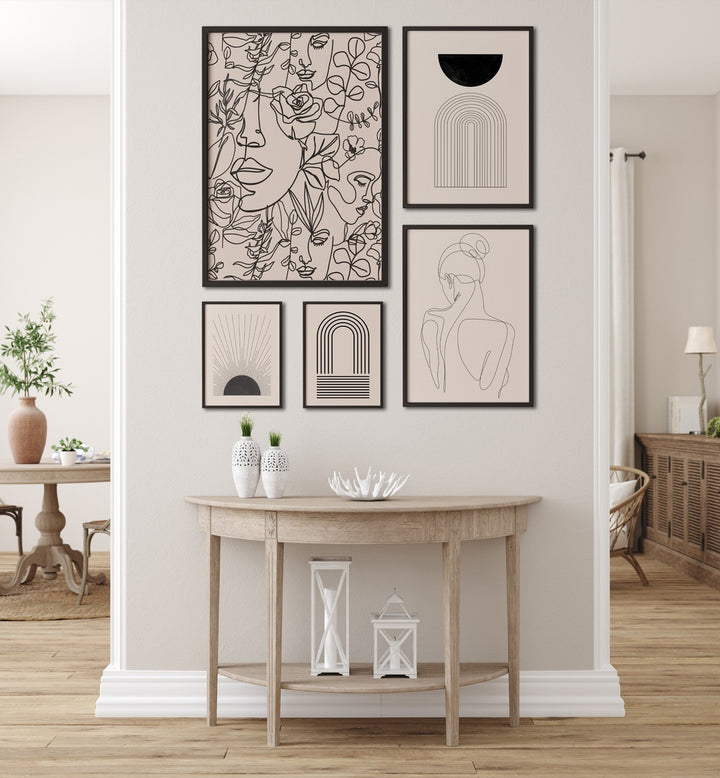Stylish BOHO LINE ART GALLERY WALL featuring minimalist prints, perfect for enhancing your gallery walls at home.