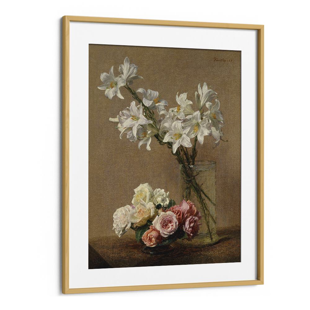Elegant BOTANICAL ROSES AND LILIES, VINTAGE PAINTINGS, showcasing Henri Fantin-Latour's timeless artistry.