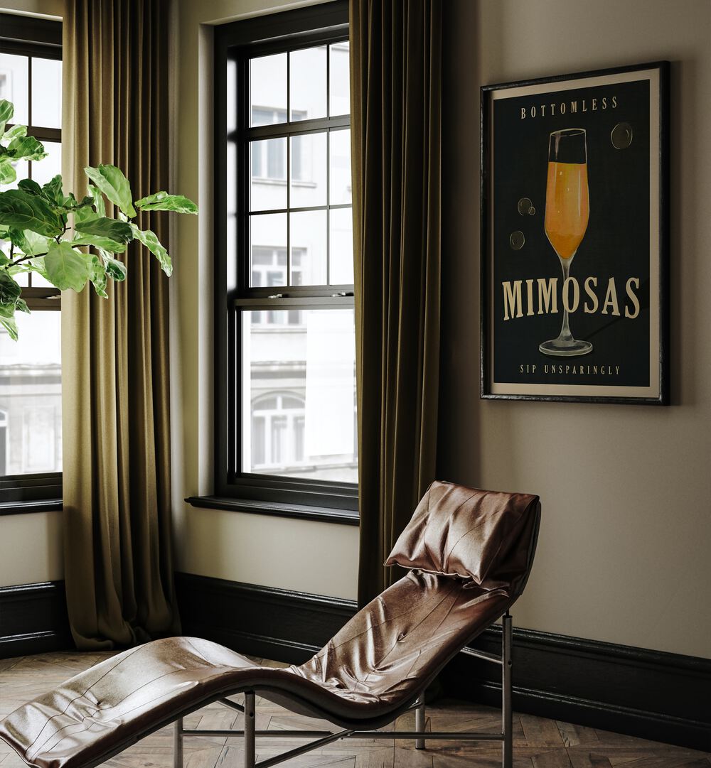 Stylish MIMOSAS COCKTAIL, BAR art elevates your space with classic elegance and a touch of sophistication.
