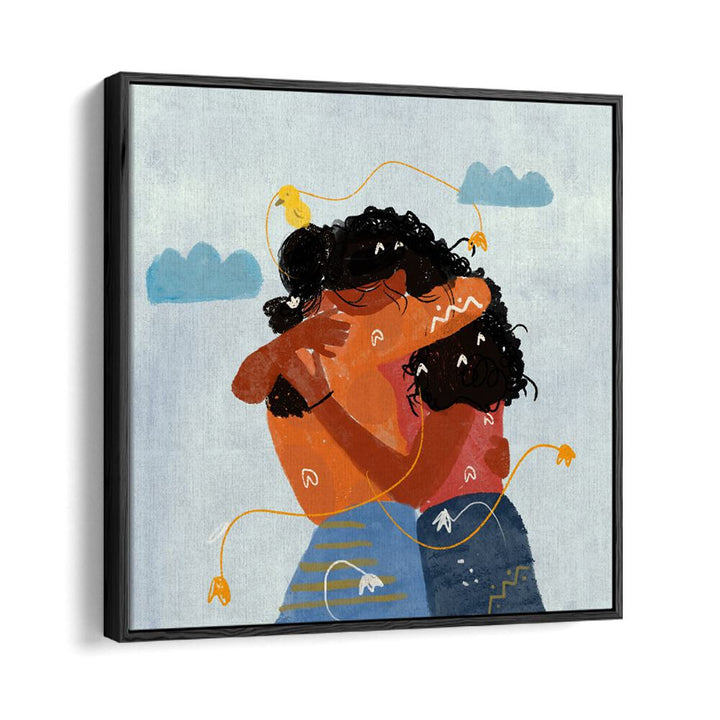 Bound By Heartstrings By Shreya Roy Chowdary, Indian Art Paintings Artwork in Black Floater Frame