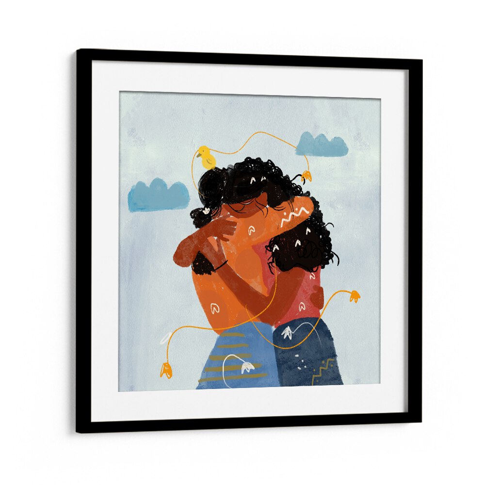 Bound By Heartstrings By Shreya Roy Chowdary, Indian Art Paintings Artwork in Black Frame With Mount
