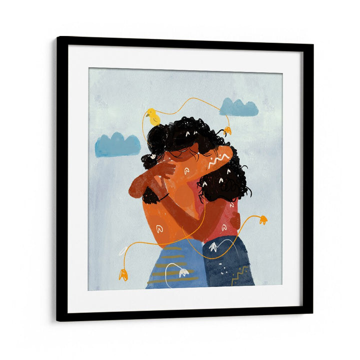 Bound By Heartstrings By Shreya Roy Chowdary, Indian Art Paintings Artwork in Black Frame With Mount