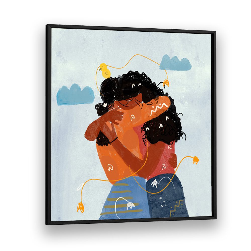 Bound By Heartstrings By Shreya Roy Chowdary, Indian Art Paintings Artwork in Black Plain Frame