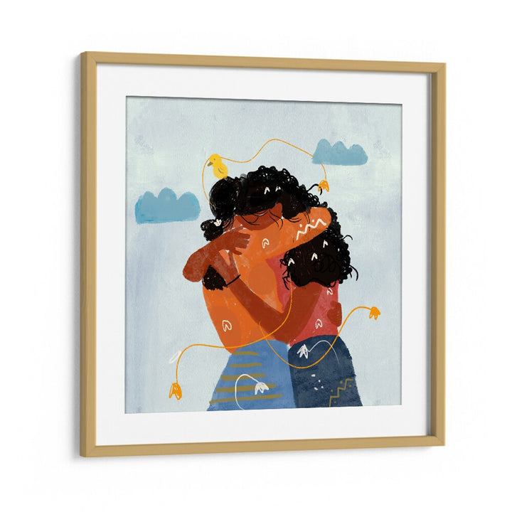 Bound By Heartstrings By Shreya Roy Chowdary, Indian Art Paintings Artwork in Oak Wood Frame With Mount