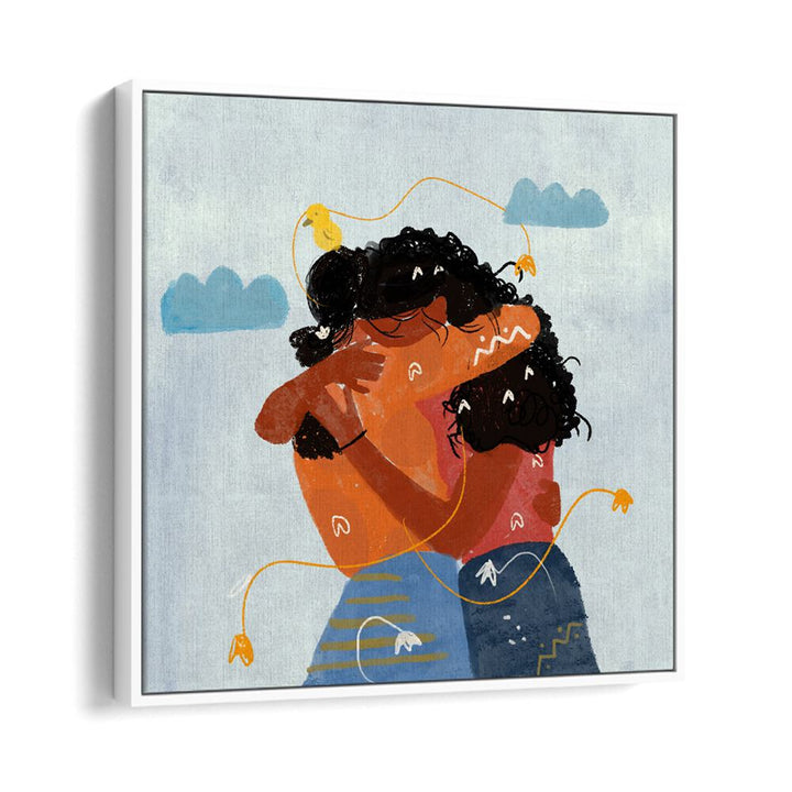 Bound By Heartstrings By Shreya Roy Chowdary, Indian Art Paintings Artwork in White Floater Frame