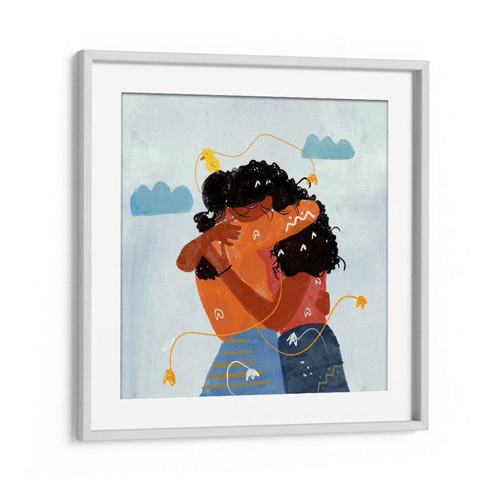 Bound By Heartstrings By Shreya Roy Chowdary, Indian Art Paintings Artwork in White Frame With Mount