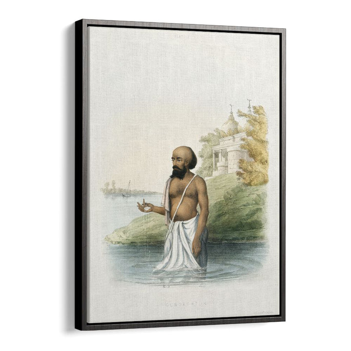 Brahmin's First Ceremony, Indian Art Paintings, showcases rich tradition in an elegant black floater frame.