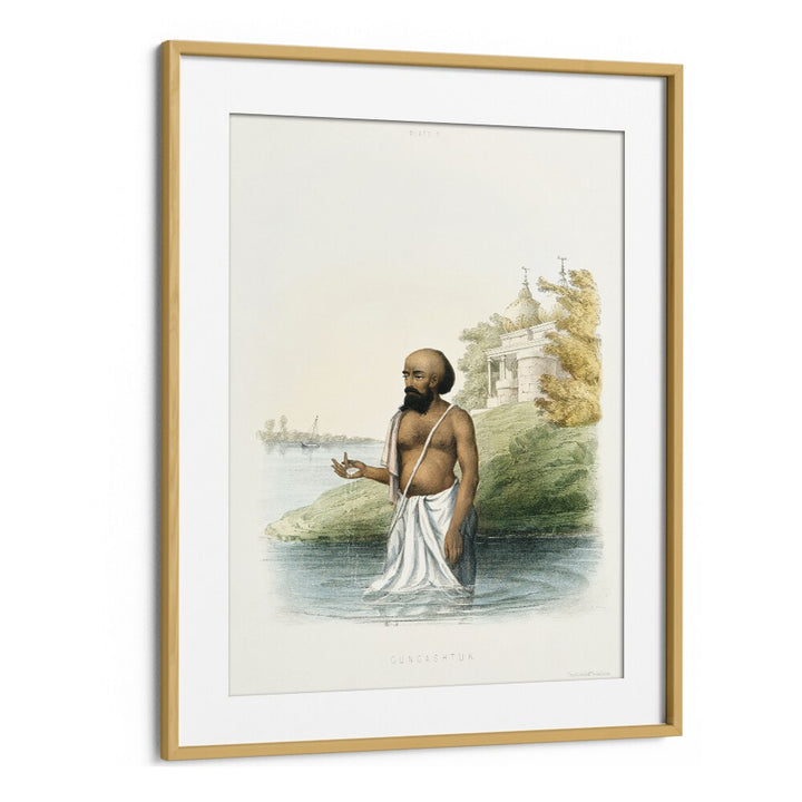 Brahmin's First Ceremony Indian art painting in an elegant oak frame, capturing rich cultural heritage.