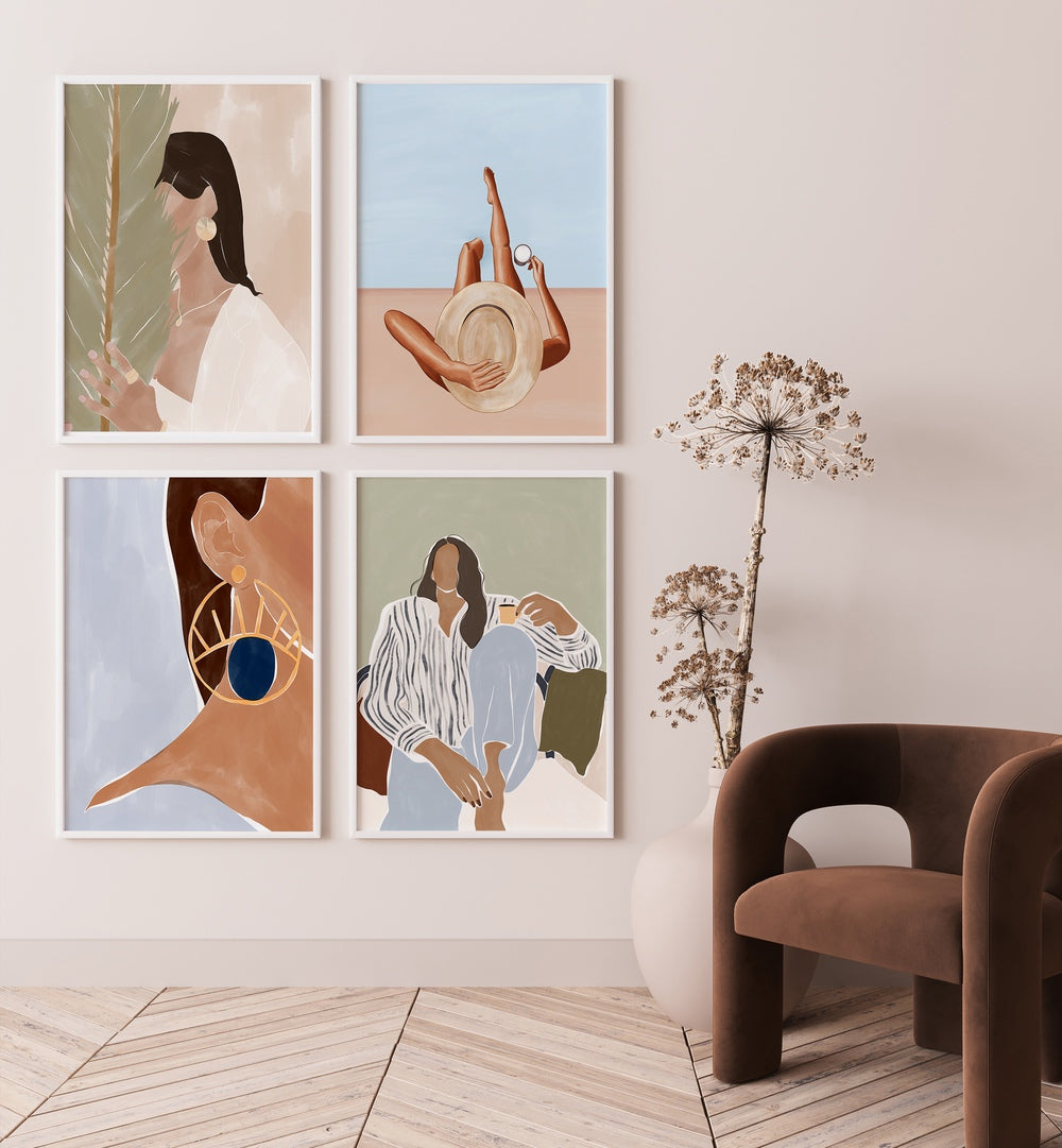 BREEZY GRACE GALLERY WALL features elegant illustrations, perfect for chic home decor in gallery walls from Asian Monk.
