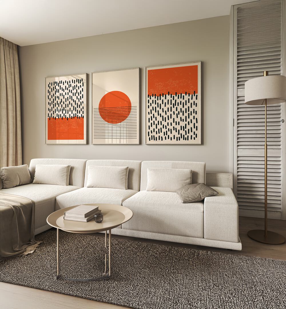 Elevate your space with the BRIGHT MINIMAL SET, SET OF 3 PAINTINGS featuring modern, vibrant artwork.