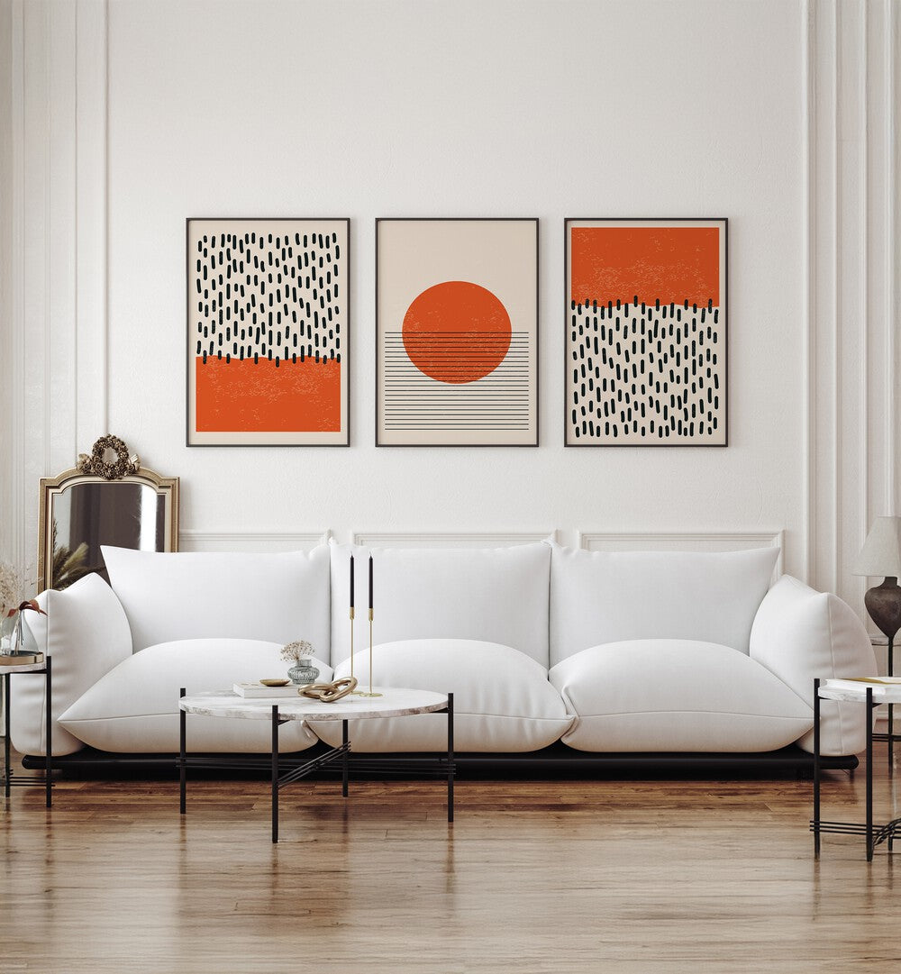 Elevate your space with the BRIGHT MINIMAL SET, SET OF 3 PAINTINGS featuring modern vibrant designs.