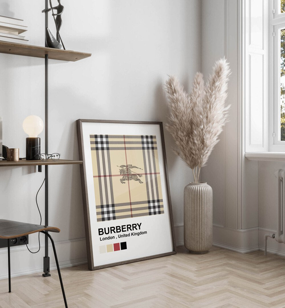 Burberry Fashion Art  Artwork in Gallery Wrap Artwork Placed on a wall In A Living Room