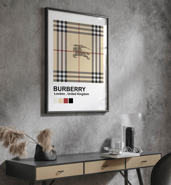 Burberry Fashion Art  Artwork in Gallery Wrap Artwork Placed on a wall In A Living Room