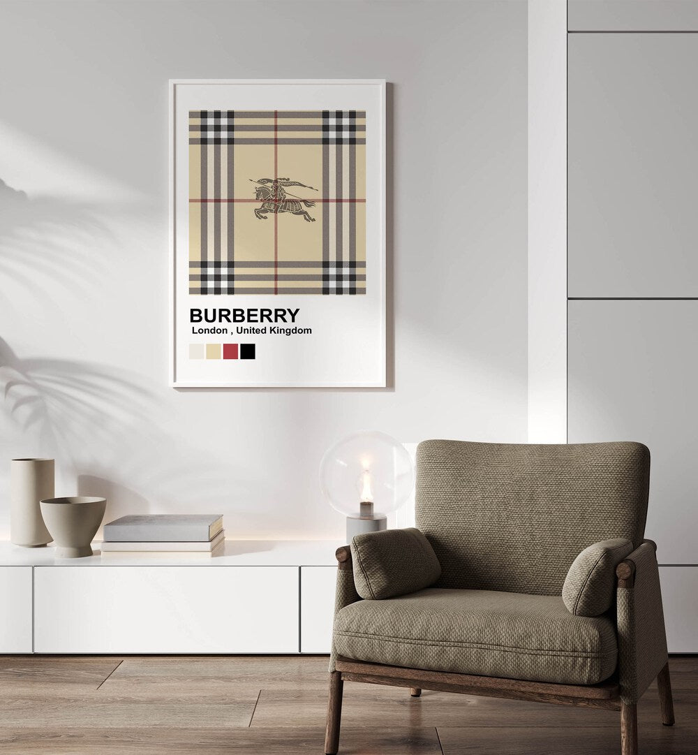 Burberry Fashion Art  Artwork in Gallery Wrap Artwork Placed on a wall In A Living Room