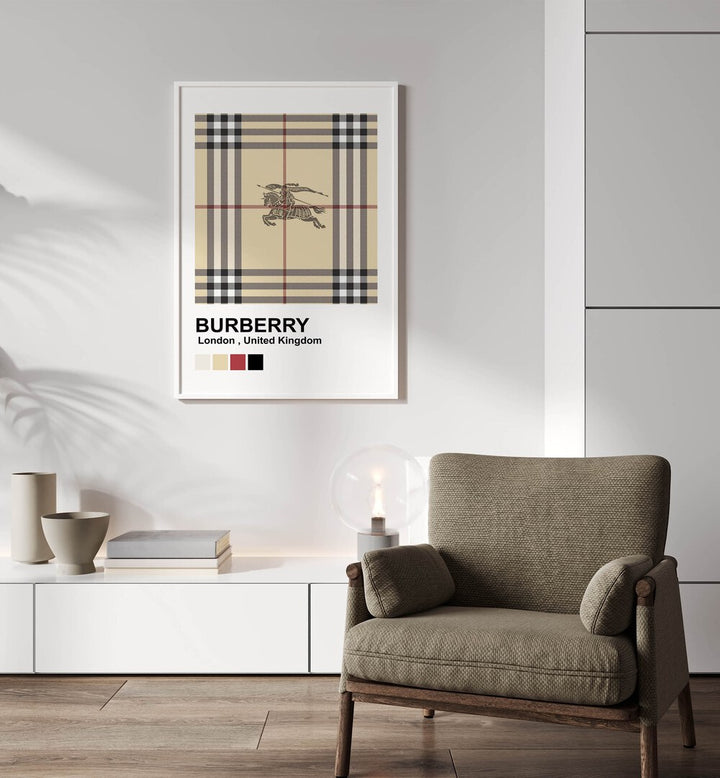 Burberry Fashion Art  Artwork in Gallery Wrap Artwork Placed on a wall In A Living Room