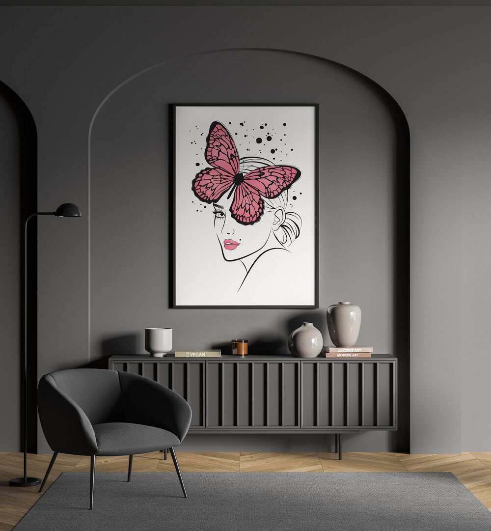 Captivating BUTTERFLY GIRL, FASHION POSTERS by Martina elevate your space with elegance and tranquility. Perfect for modern decor.
