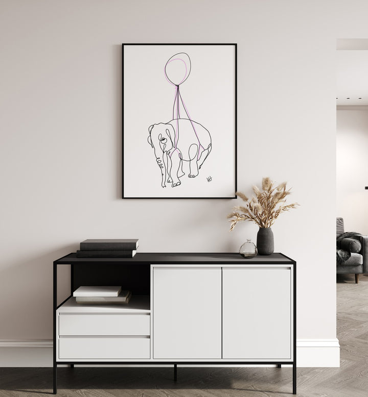 Elegant BABY FLOAT, LINE ART PAINTINGS by Hanna Lee Tidd, perfect for adding charm to your space and celebrating childhood moments.