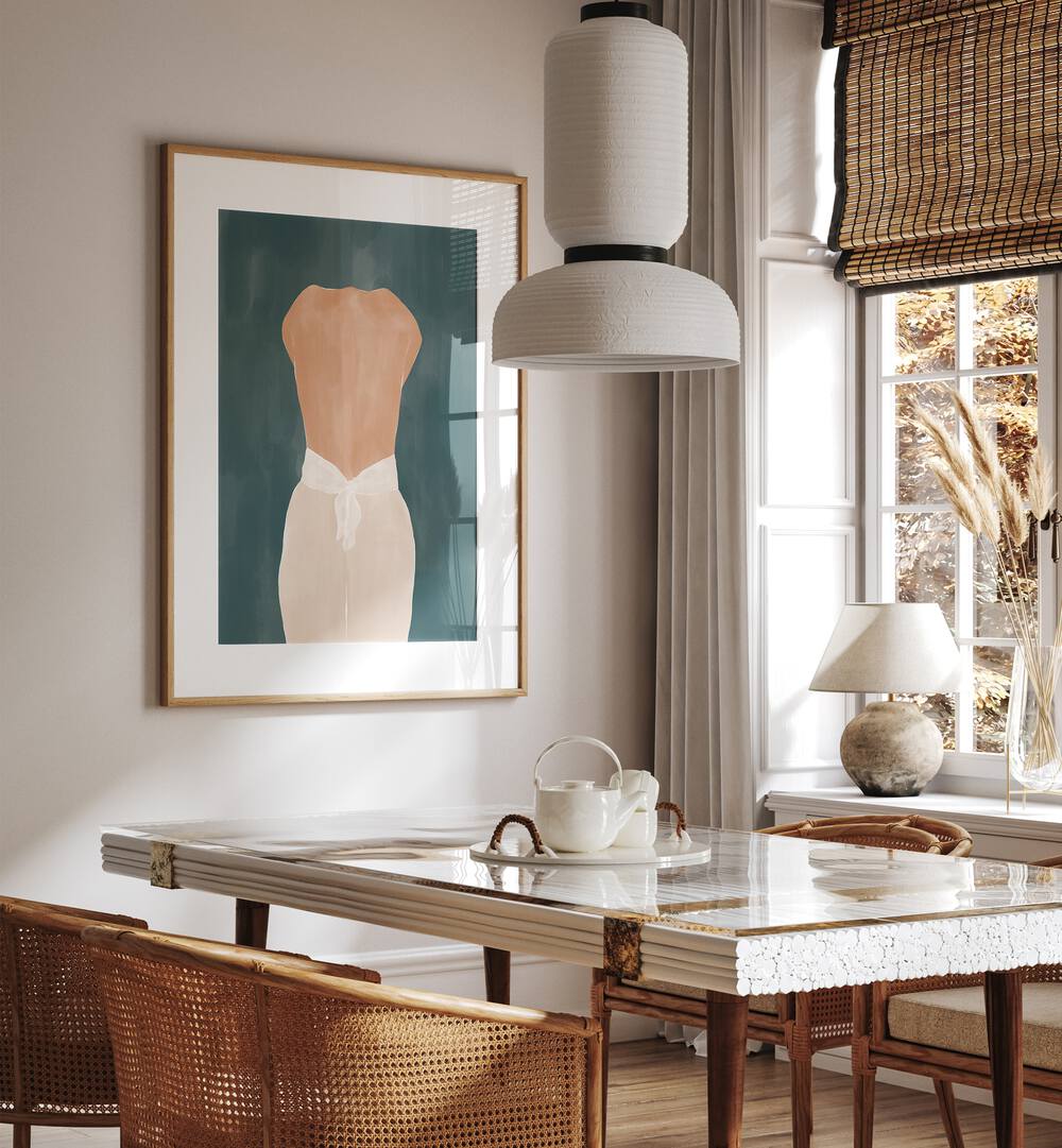 Elegant BACK SIDE, PORTRAITS illustration by Ivy Green enhances a modern living space with artistic charm.