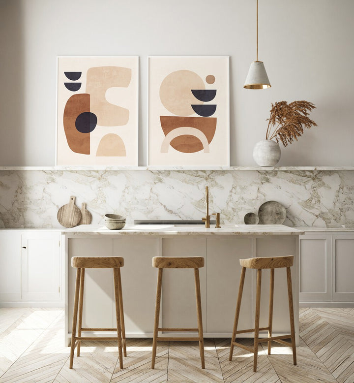 Baked Harmony Set, set of 2 paintings enhances your kitchen with modern, food-inspired art in soft pastel hues.