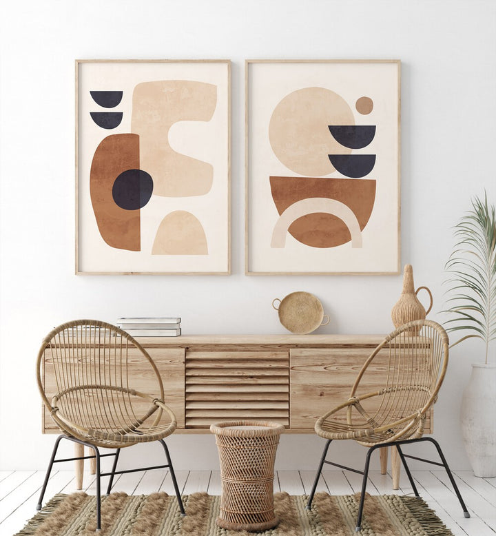 Stylish BAKED HARMONY SET, SET OF 2 PAINTINGS adds modern charm to your kitchen or dining space with soft pastels.