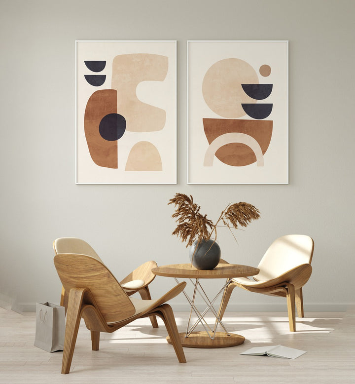 Baked Harmony Set, set of 2 paintings showcasing soft pastels, perfect for enhancing modern kitchen decor.