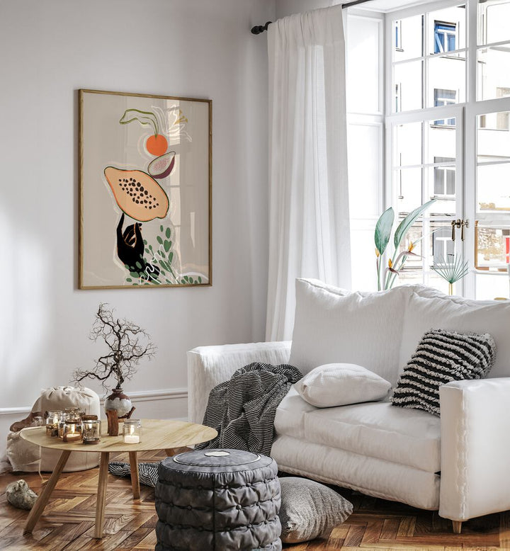 Transform your space with BALANCING FRUITS, KITCHEN POSTERS by Arty Guava, showcasing modern elegance in wall art.