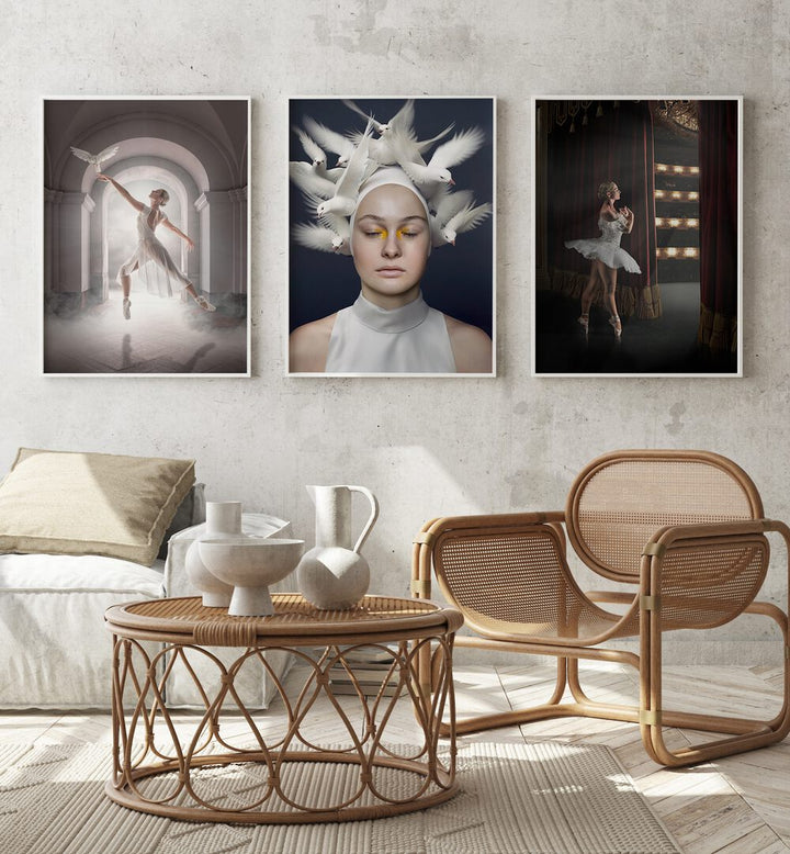 Elegant BALLERINA FRAMED WALLART, SET OF 3 PAINTINGS beautifully enhances any living space with ballet-inspired artistry.