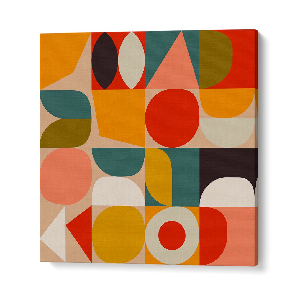 Vibrant shapes and colors in BAUHAUS MODERN BOLD I, ABSTRACT PAINTINGS by Ana Rut Bre for modern art enthusiasts.