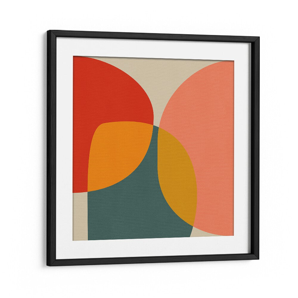 Discover the BAUHAUS NEW II, ABSTRACT PAINTINGS by Ana Rut Bre, showcasing vibrant colors in a stylish black frame.