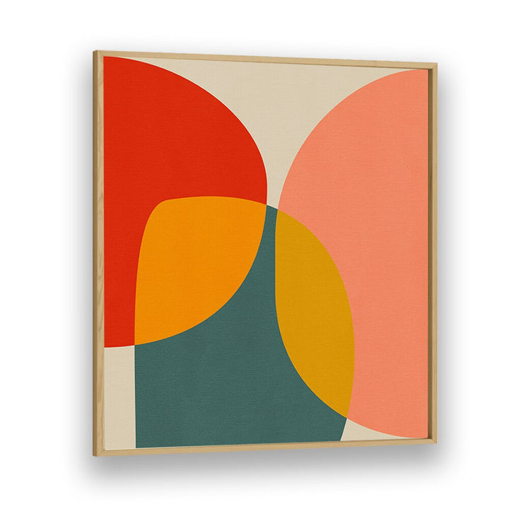 Vibrant BAUHAUS NEW II, ABSTRACT PAINTINGS by Ana Rut Bre in an oak frame, perfect for modern art enthusiasts.
