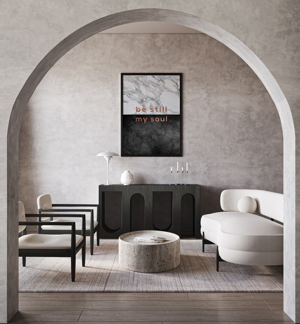 Transform your space with the BE STILL MY SOUL, QUOTES poster by Orara Studio, inspiring tranquility in any room.