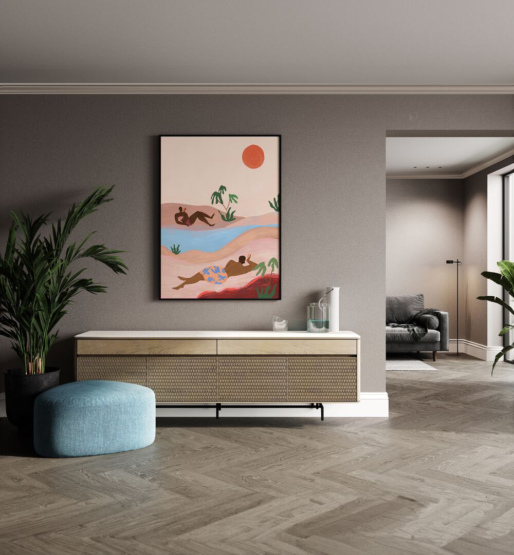Stunning "Beach Please" landscape painting by Arty Guava, adding seaside serenity to your home decor.