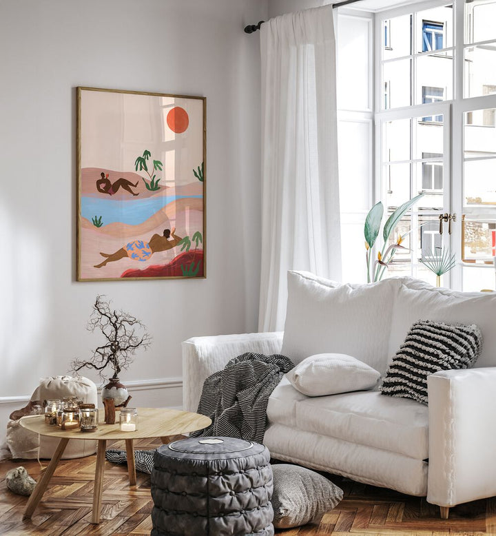 "BEACH PLEASE, LANDSCAPE PAINTINGS by Arty Guava adds seaside serenity to your home with vibrant wall art."